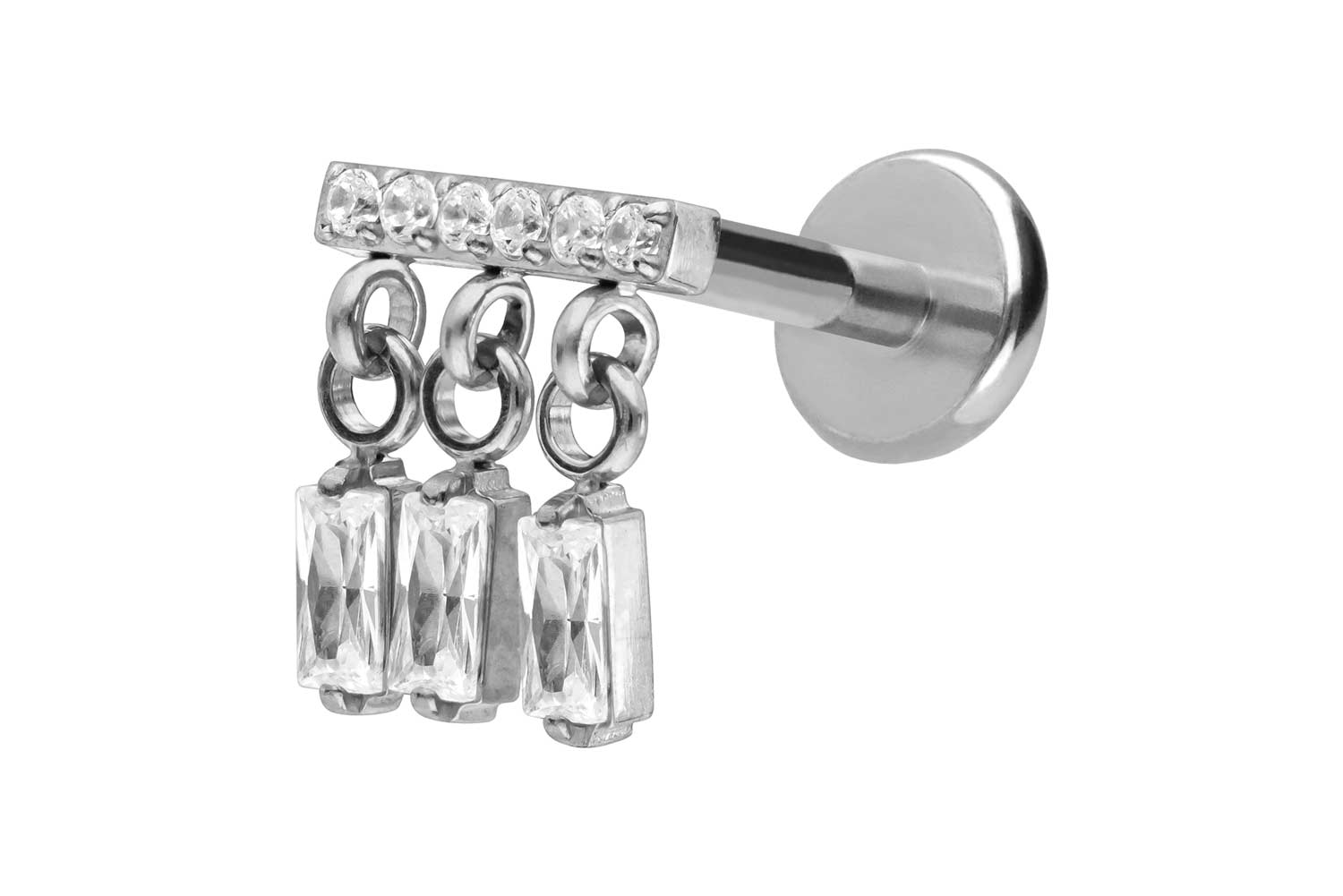 Titan Labret Piercing mit Push Fit WINDSPIEL